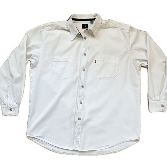 Vintage Levi's Red Tab Denim Shirt XL White Button Up 90s Y2K Normcore Revival - Picture 1 of 9